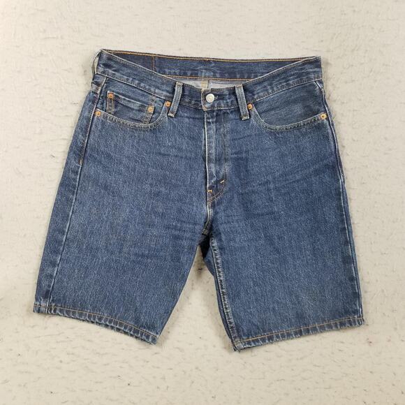 Levis 405 Standard Denim Shorts Mens W33 L10 Blue 5 Pocket Zip Fly 39864-0009 - Picture 1 of 16